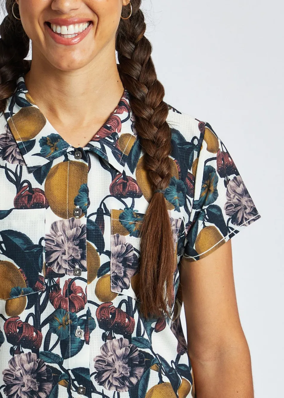 Women Oiselle Benjamina Button Short Sleeve