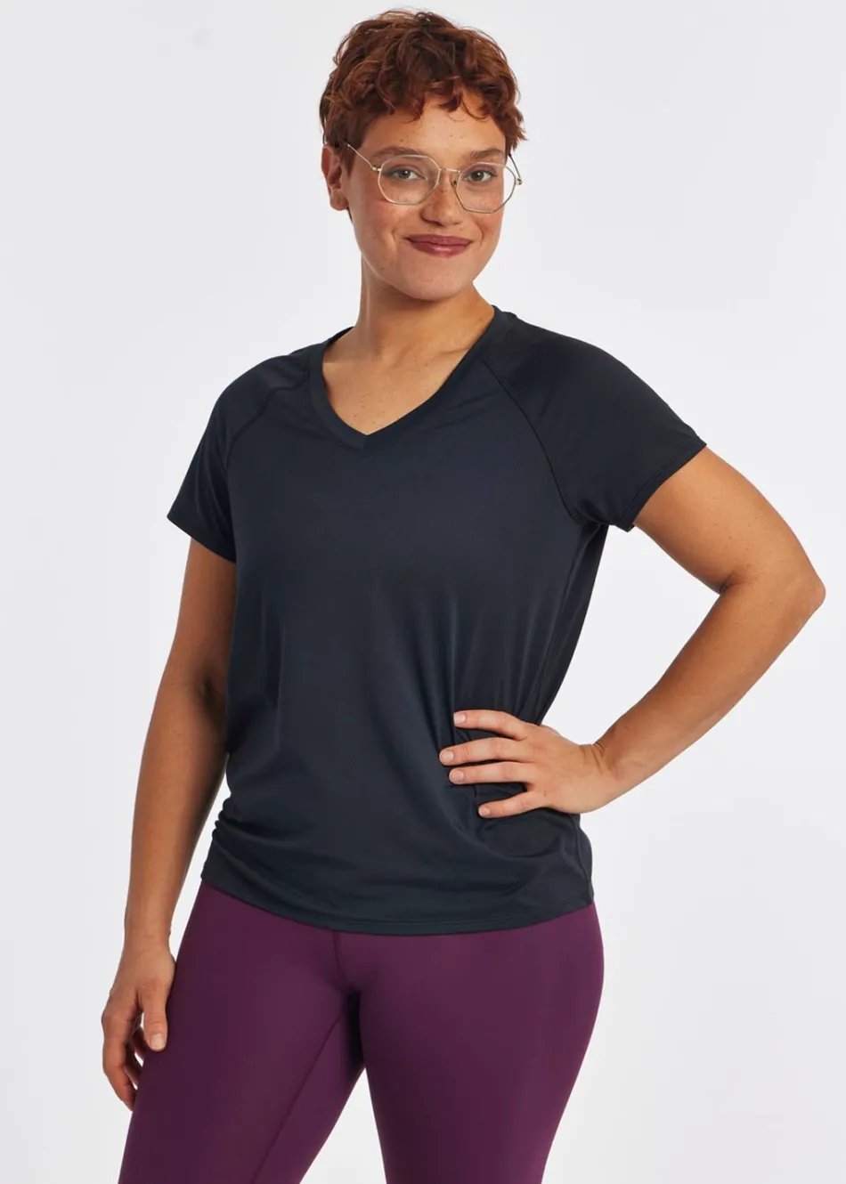 Women Oiselle Essential Bird V Neck Short Sleeve