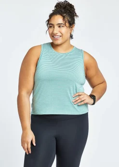 Women Oiselle Striped Trail Tank