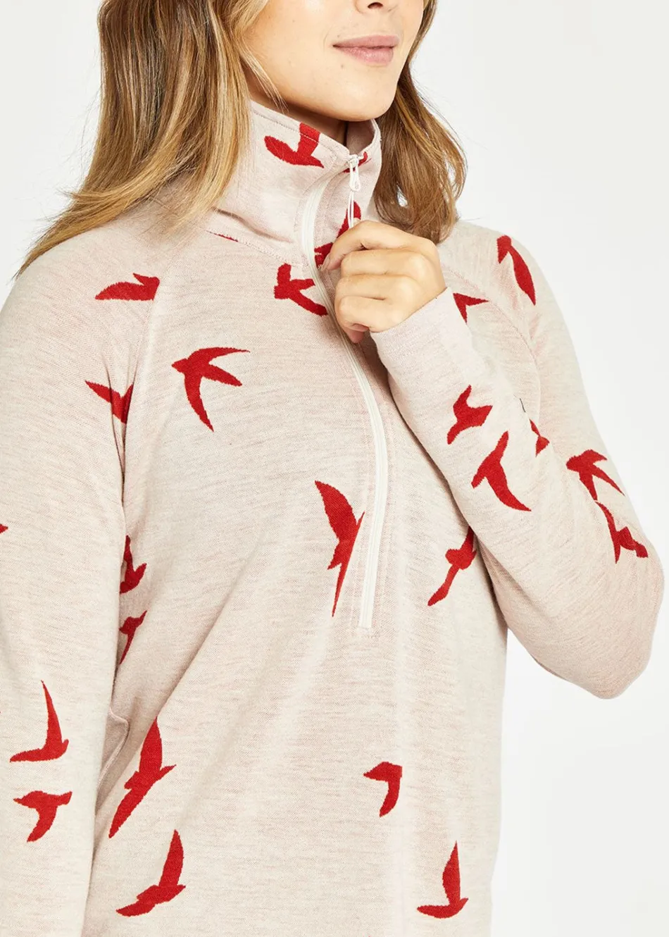 Women Oiselle Wazzie Wool Jacquard Half Zip