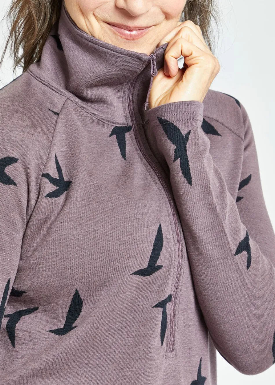 Women Oiselle Wazzie Wool Jacquard Half Zip