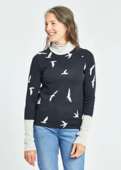 Women Oiselle Wazzie Wool Jacquard Mock Neck Long Sleeve