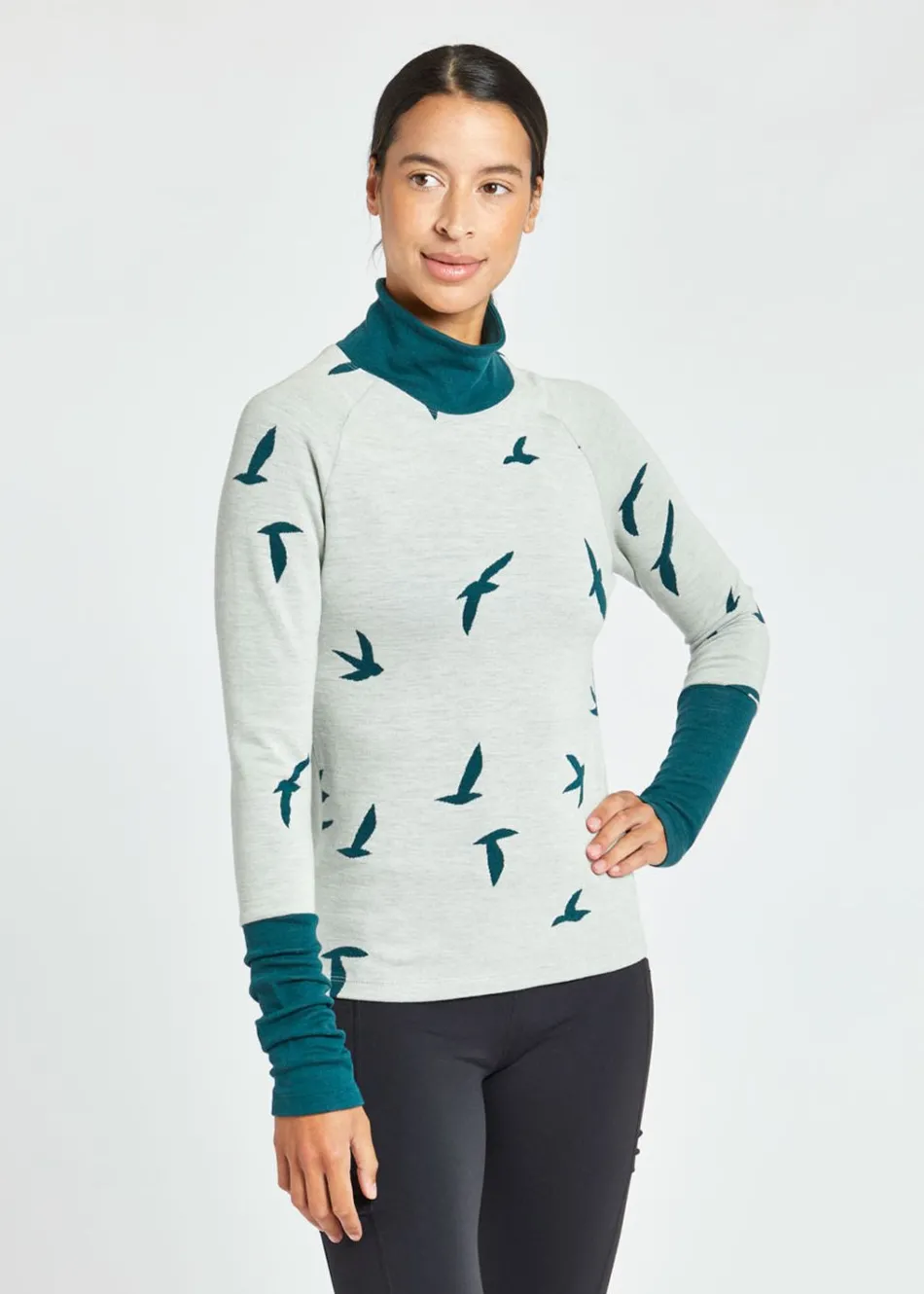 Women Oiselle Wazzie Wool Jacquard Mock Neck Long Sleeve