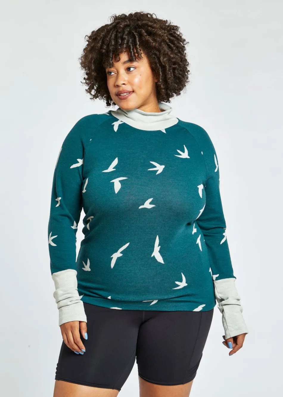 Women Oiselle Wazzie Wool Jacquard Mock Neck Long Sleeve