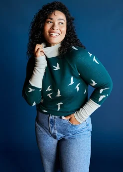 Women Oiselle Wazzie Wool Jacquard Mock Neck Long Sleeve