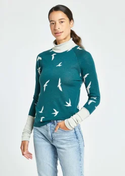 Women Oiselle Wazzie Wool Jacquard Mock Neck Long Sleeve
