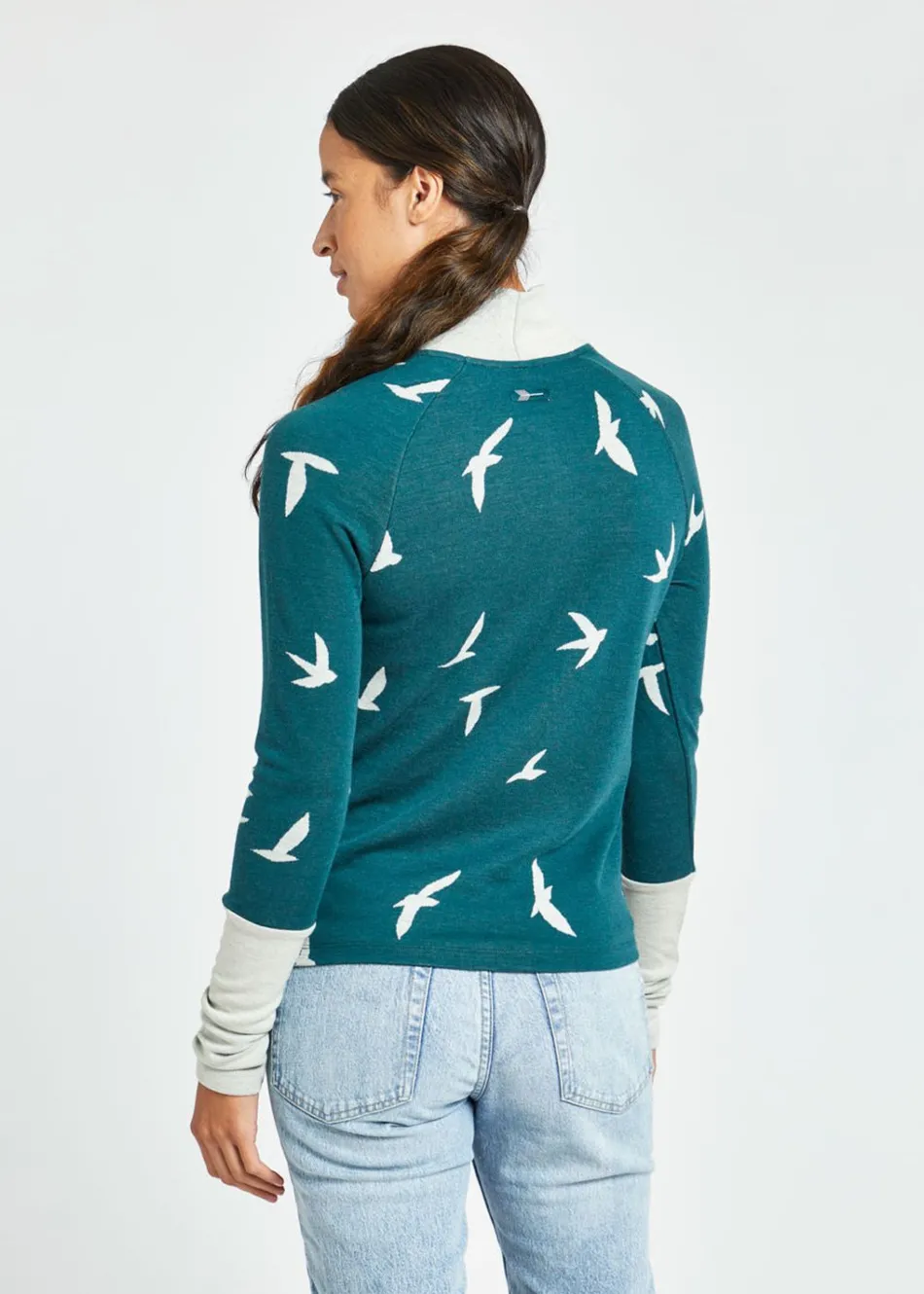 Women Oiselle Wazzie Wool Jacquard Mock Neck Long Sleeve