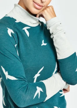 Women Oiselle Wazzie Wool Jacquard Mock Neck Long Sleeve